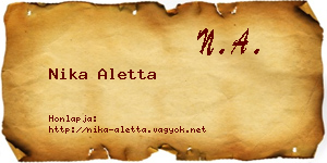 Nika Aletta névjegykártya